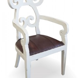Стол EX Home модел Magnolia с подлакътници, Бял, Махагон масив - EX Home