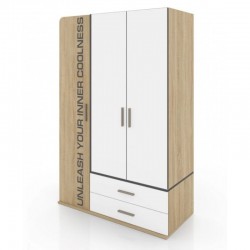 Трикрилен гардероб Mod 1043, Сонома тъмна/Бяло - Bogdan Furniture I