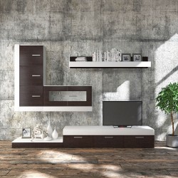 Секция Анкона BM с място за ТВ, Венге и Бяло - Bogdan Furniture Kom