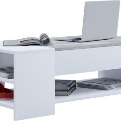 Холна маса с чекмедже ТИНДУС, Бяло и бетон - Bogdan Furniture Kom