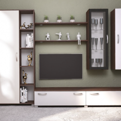 Секция Венеция BM с място за ТВ, венге и бяло - Bogdan Furniture Kom