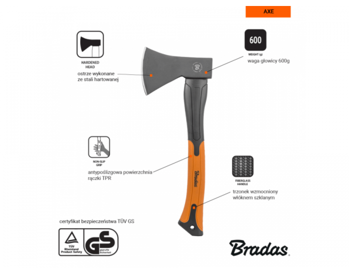 Брадва Bradas 600g с дръжка от фибростъкло