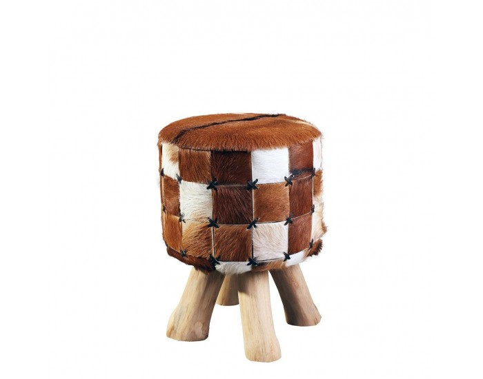 Табуретка EX Home модел Dali Patchwork, Естествена кожа