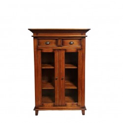Бюфет EX Home модел Bergamo с витрина и 2 чекмеджета, Махагон масив - Corpuri, vitrine, biblioteci modulare