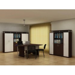 Birou mobilier 1-dst, wenge și alb
